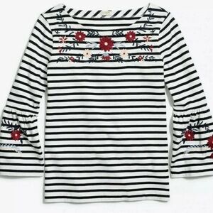 J. Crew Factory Floral Embroidered Cotton Top
